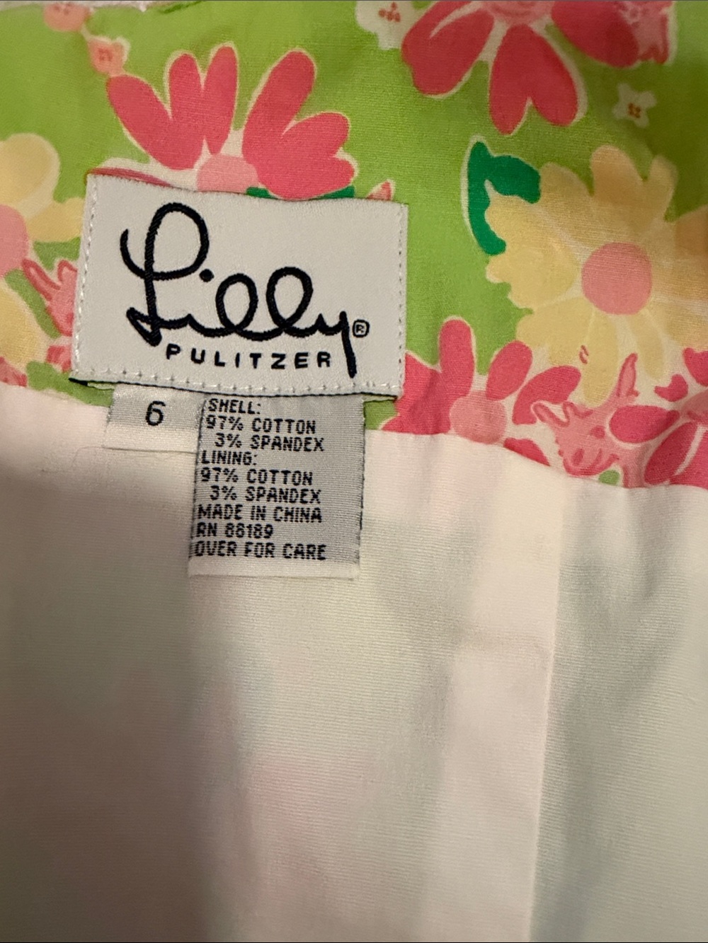 Lilly Pulitzer size 6 Lime Green & Pink Floral Cotton Dress